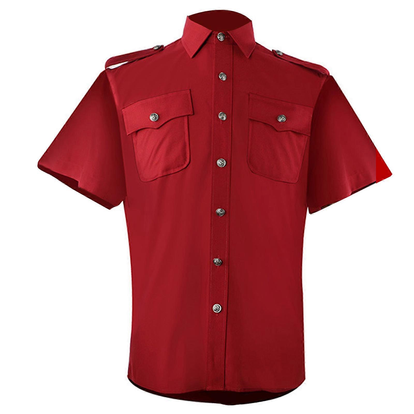 Hommes et femmes Chemise de travail à manches courtes / longues Col Bouton vers le bas Uniforme de sécurité Blouse décontractée Haut avec poches à rabat Manches courtes XXXL