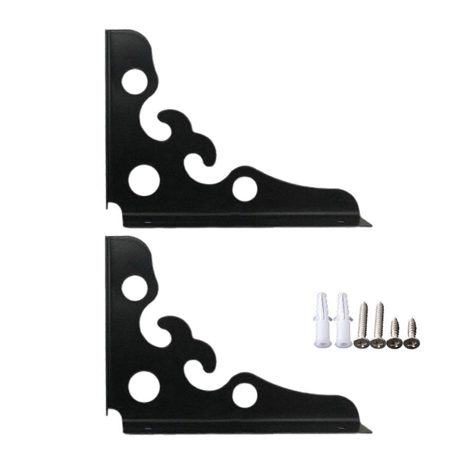 1 Çift Metal Yüzer Raf Braketi Duvara Monte Metal Raf Destekleri Braketleri Vidalı Üçgen Köşe Braketi Siyah 125mmX125mm