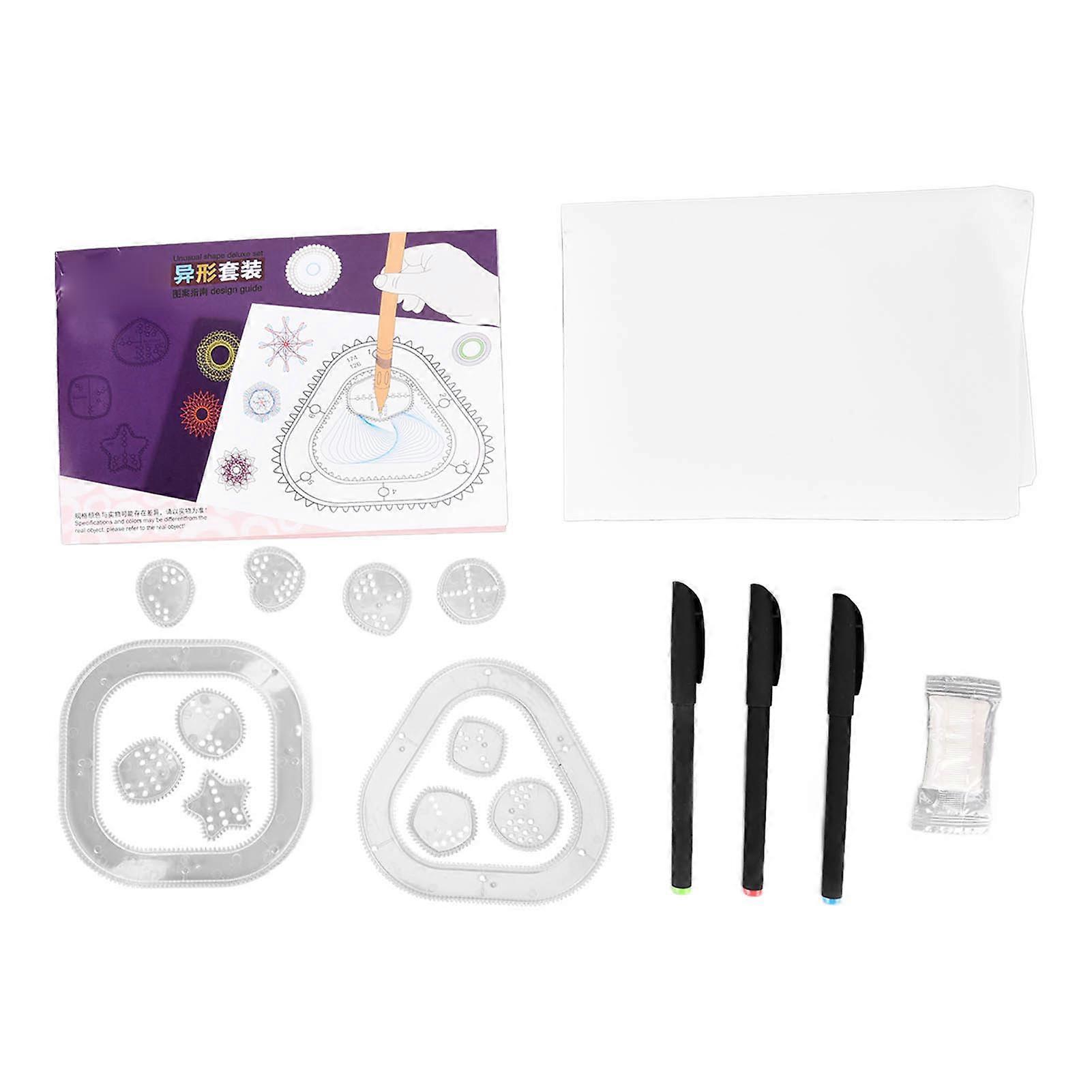 Geometry Set Reusable Washable Template DIY Creation Colored Plastic Geometric Ruler