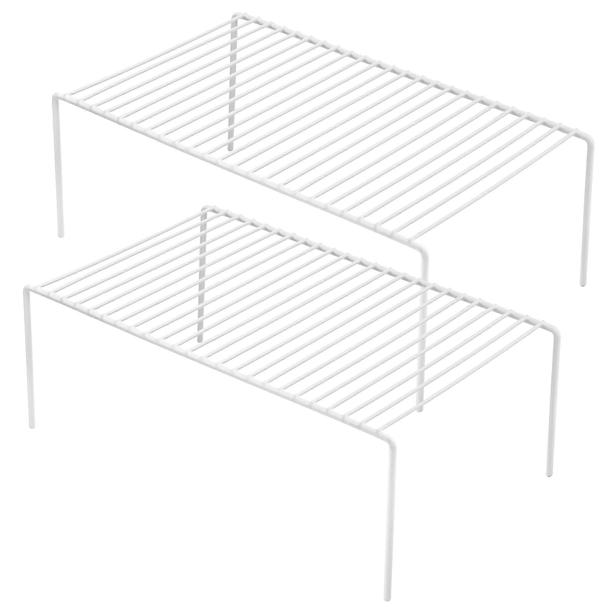 Large Rustproof Kitchen Cabinet Storage Shelf Rack Set of 2, 15.7 x 9.4 Inch, Ideal for Pantry Organization and Space Saving