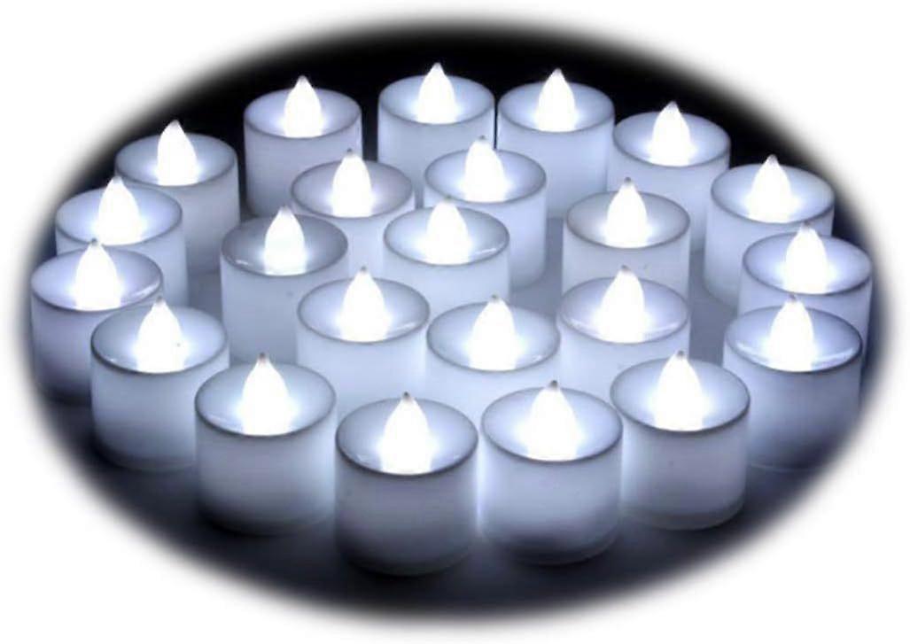Battery Operated LED Candles - Set of 24 Flameless Tea Lights (White)