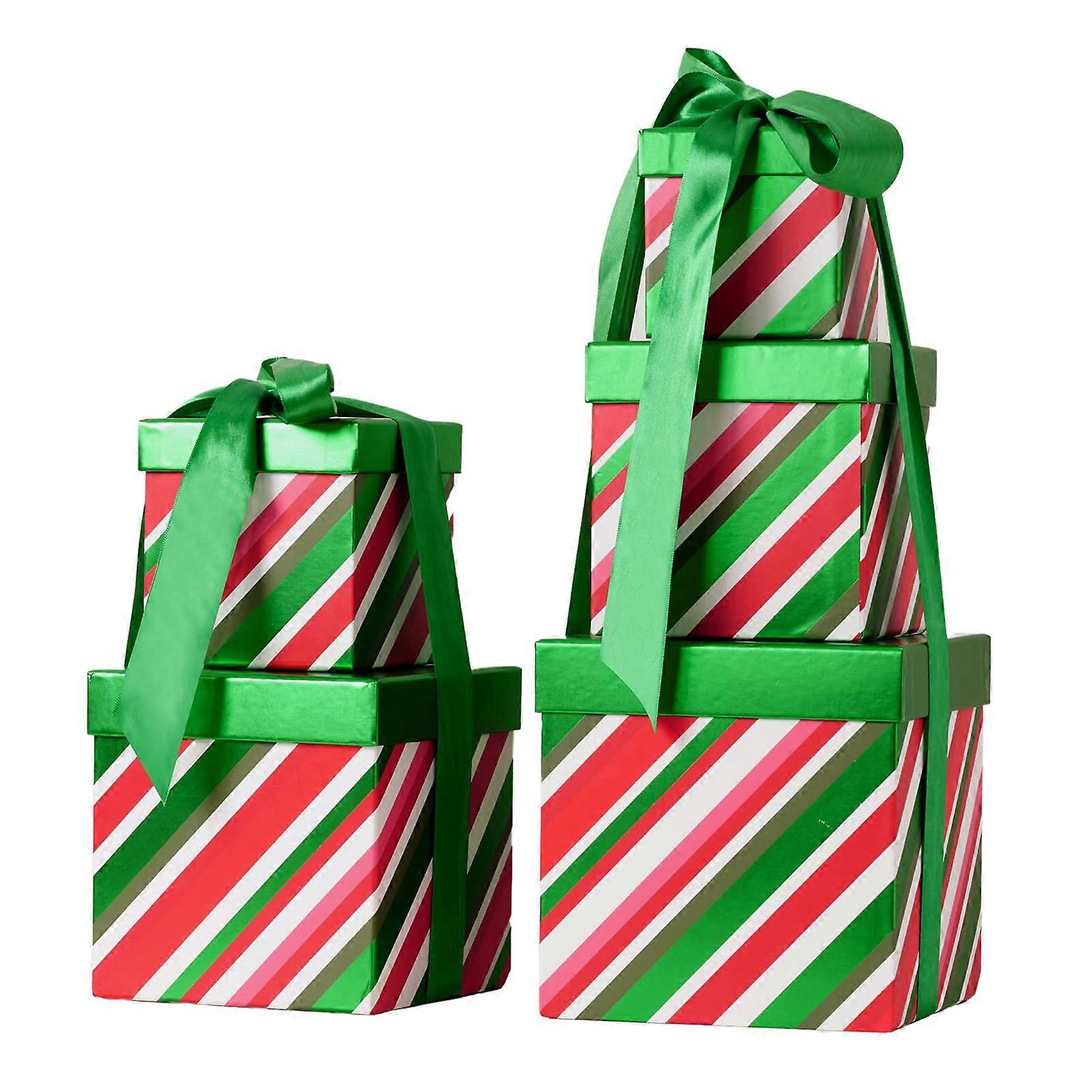 5 Piece Christmas Nesting Gift Boxes with Cover, Christmas Nesting Box Set, 5 Size