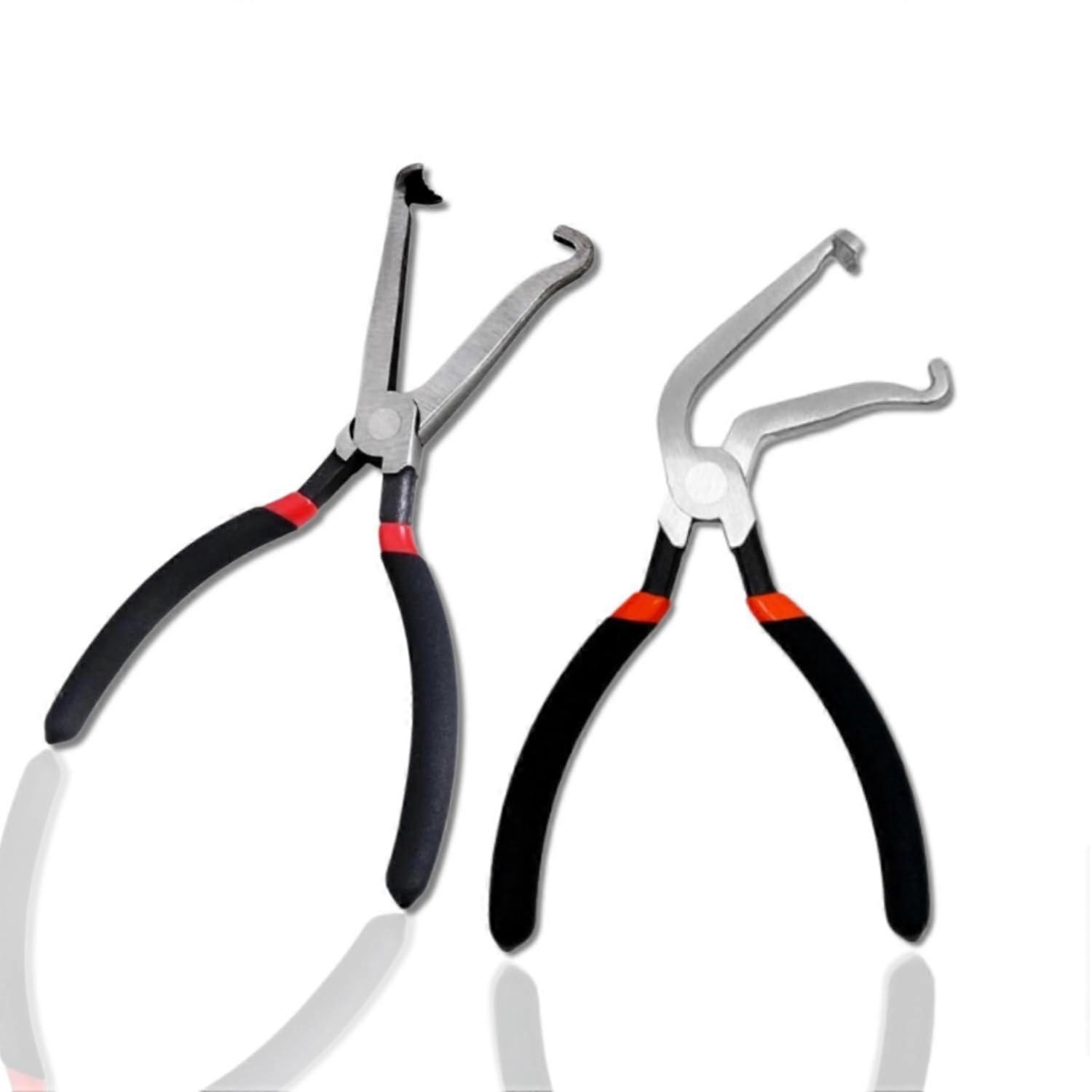 Electrical Disconnect Pliers Set, Automotive Hose Disconnect Tools for Fuel Line Clips, Push Tab Style, Black 60° & Straight