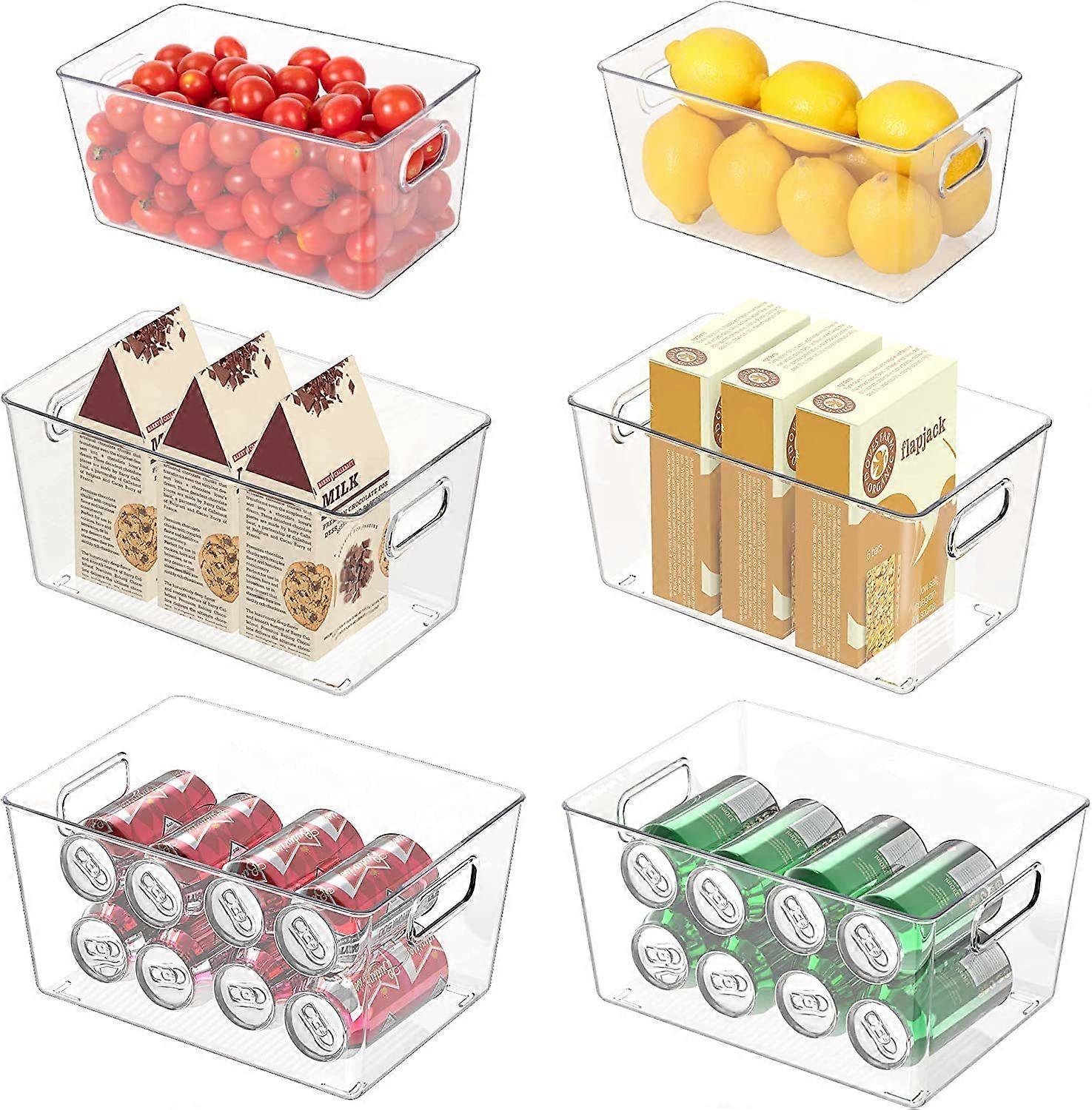 Organizer, Refrigerator Organizer Set of 6, Stackable Wardrobe Organizer with Handle, Clear Drawer Desktop Organizer
