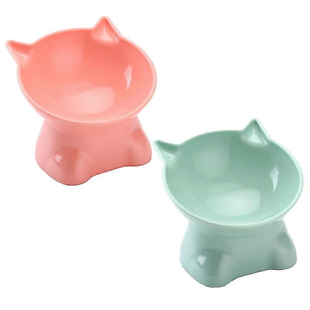 2pcs Elevated Cat Dog Bowls キャットフード&ウォーターボウルセット P保護用