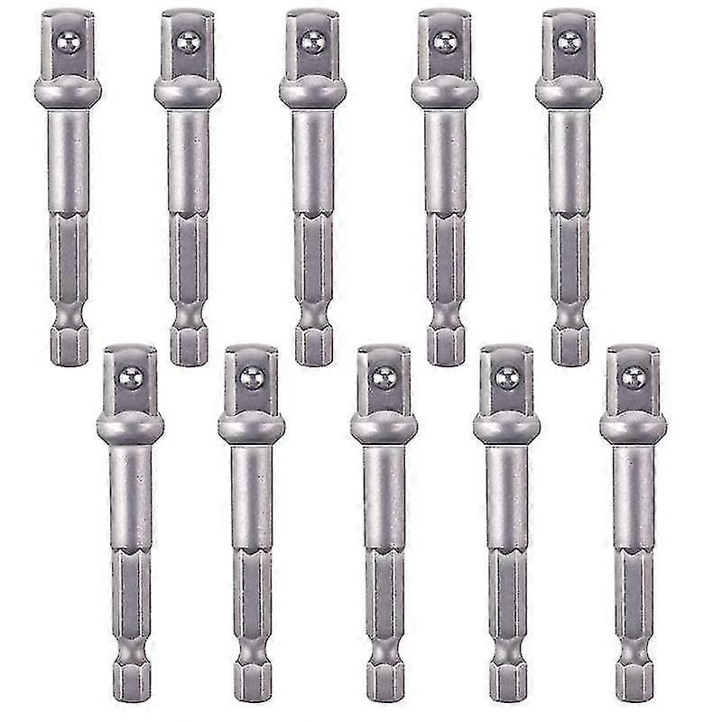10pcs Drill Socket Adapter 1/4 Inch Hex Shank Extension For Impact Driver 3/8 Inch Square Head Dril