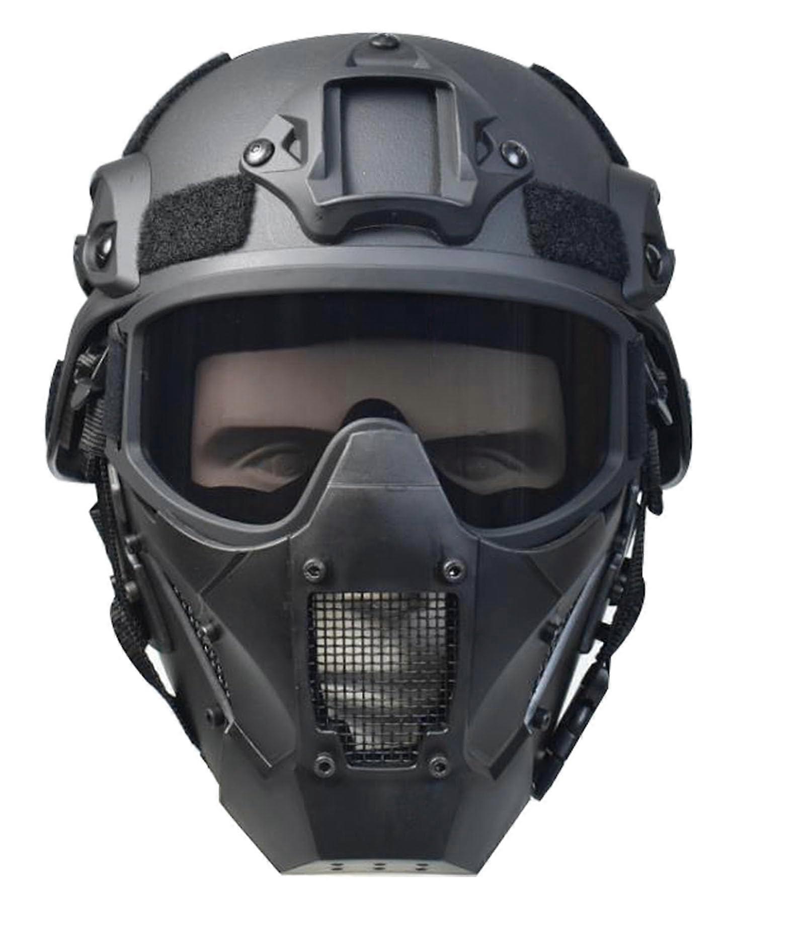 Tactical Mask and Fast Helmet,Protective Full Face AntiFog Goggle Clear mask Adjustable Strap One Size fits All