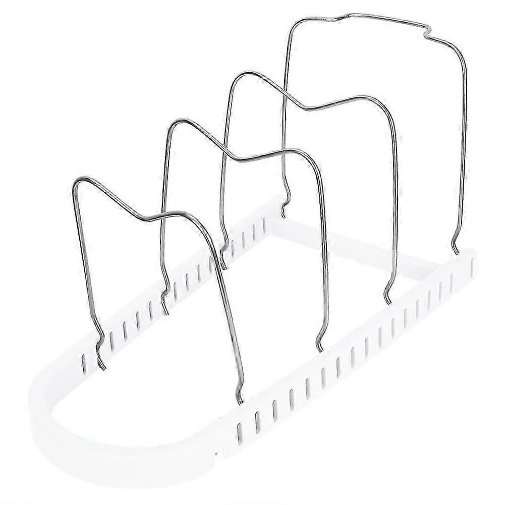 Multi-Purpose Kitchen Storage Shelving Shelf Rack Pot Pan Cookware Lid Organizer (White) p