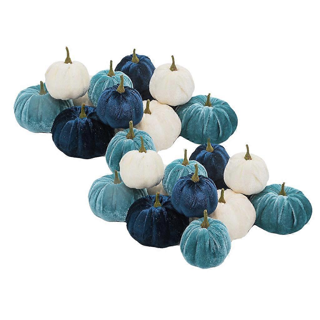24Pcs Mixed Velvet Pumpkins Morden Fall
