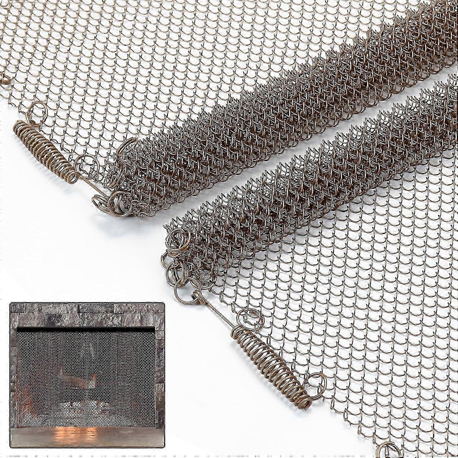 2 Packs Spark Guard Mesh Metal Fire Screen Panels With Pulls For Home Fireplace - q36/YY