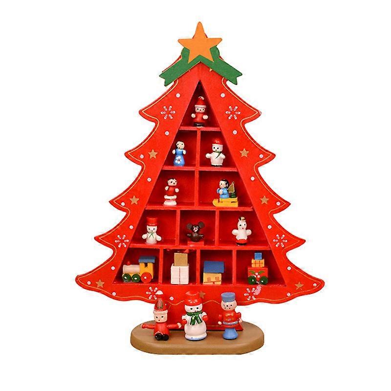 DIY Wooden Christmas Trees Window Shop Mall Desktop Display Props