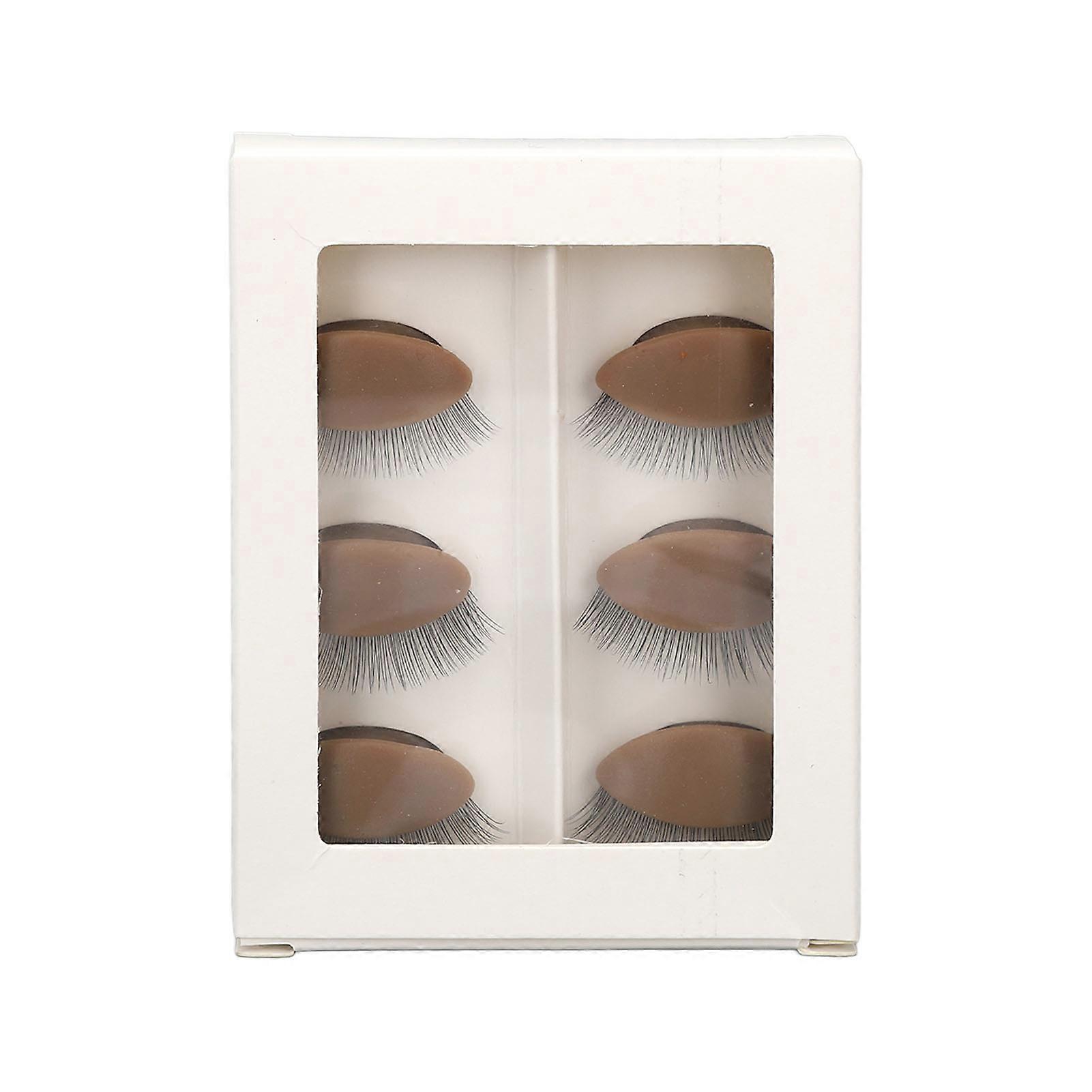 3 Pairs Replaced Eyelids Silicone Double Eyelashes Replacement Eyelids for Mannequin Head