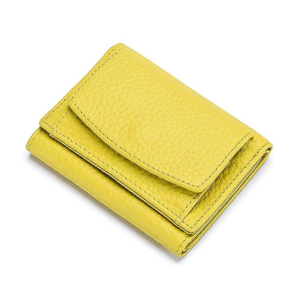 Small Wallet RFID Leather Compact Card Wallets Womens Thin Front Pocket Purse(Yellow)