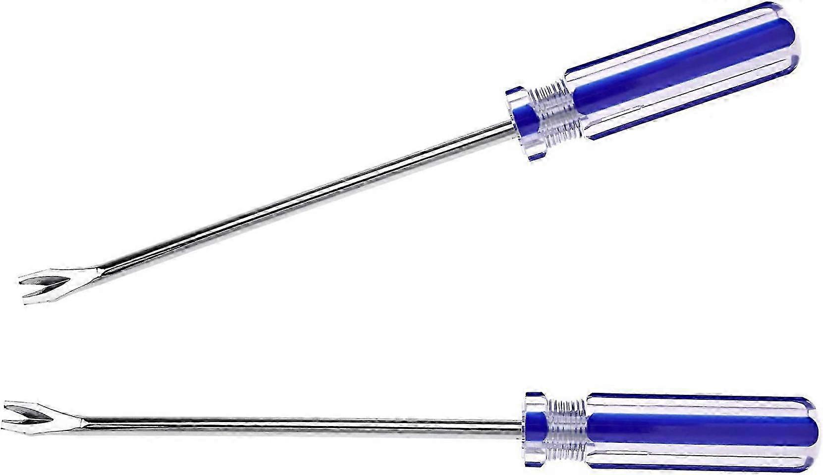 2X Blue Plastic Handle Nail Staple Rivet Stud Lifter Puller Claw Remover Screwdriver Carpet Garage Carpentry Door Hand Tool