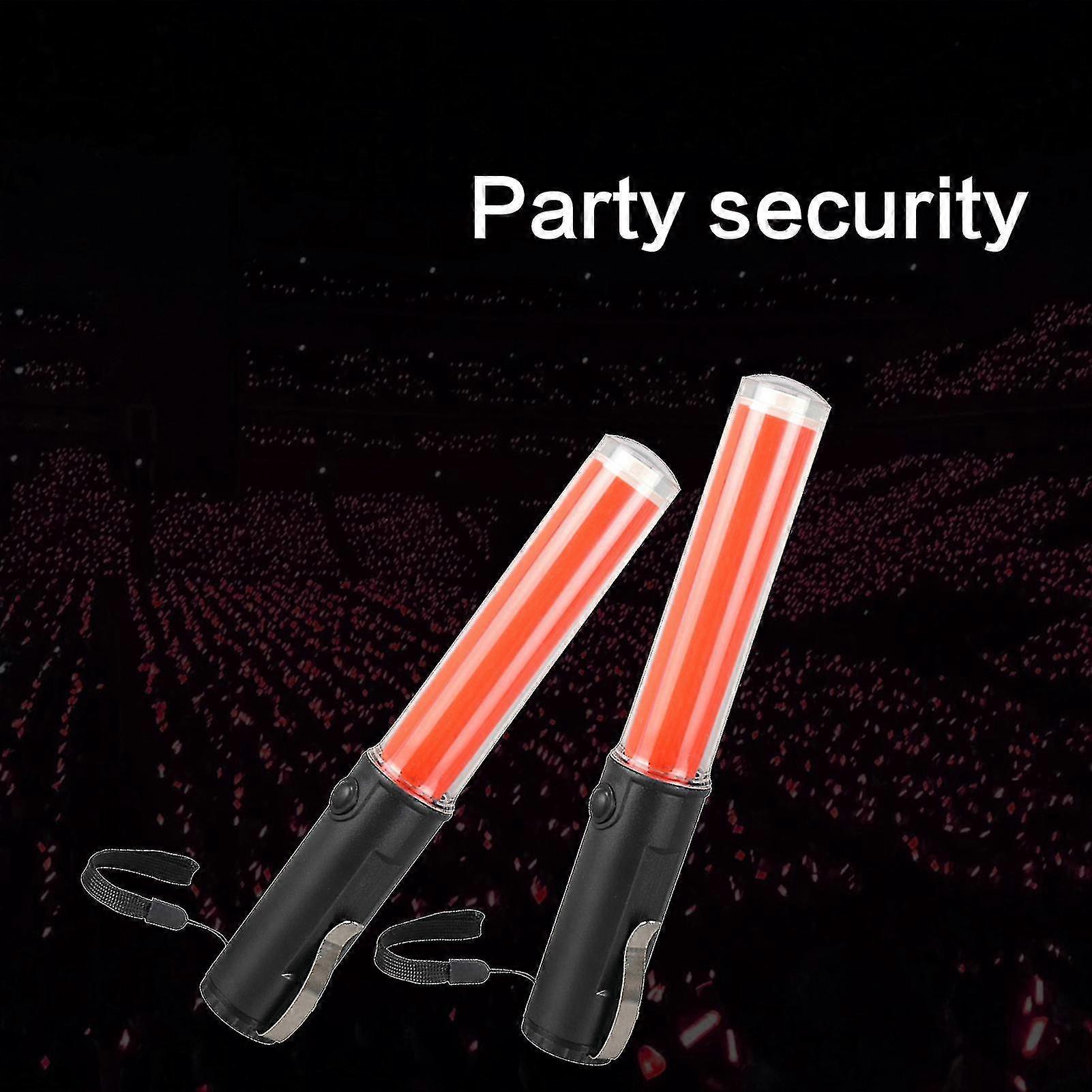 Fluorescent Emergency Control Stick with LED Warning 26cm Length Red Safety Baton