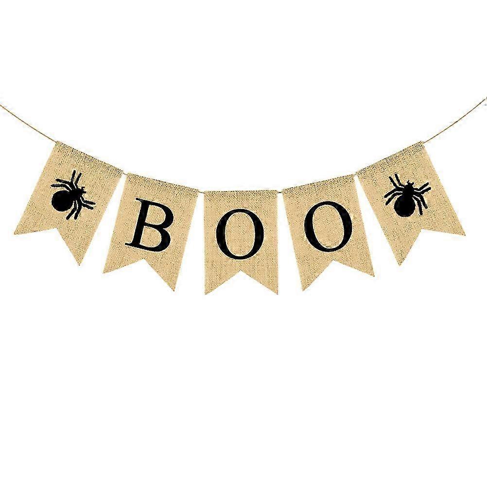 BOO Spider Design Garland Halloween Decoration Party Supply Classy Bunting Linen Dovetail Banner Wal