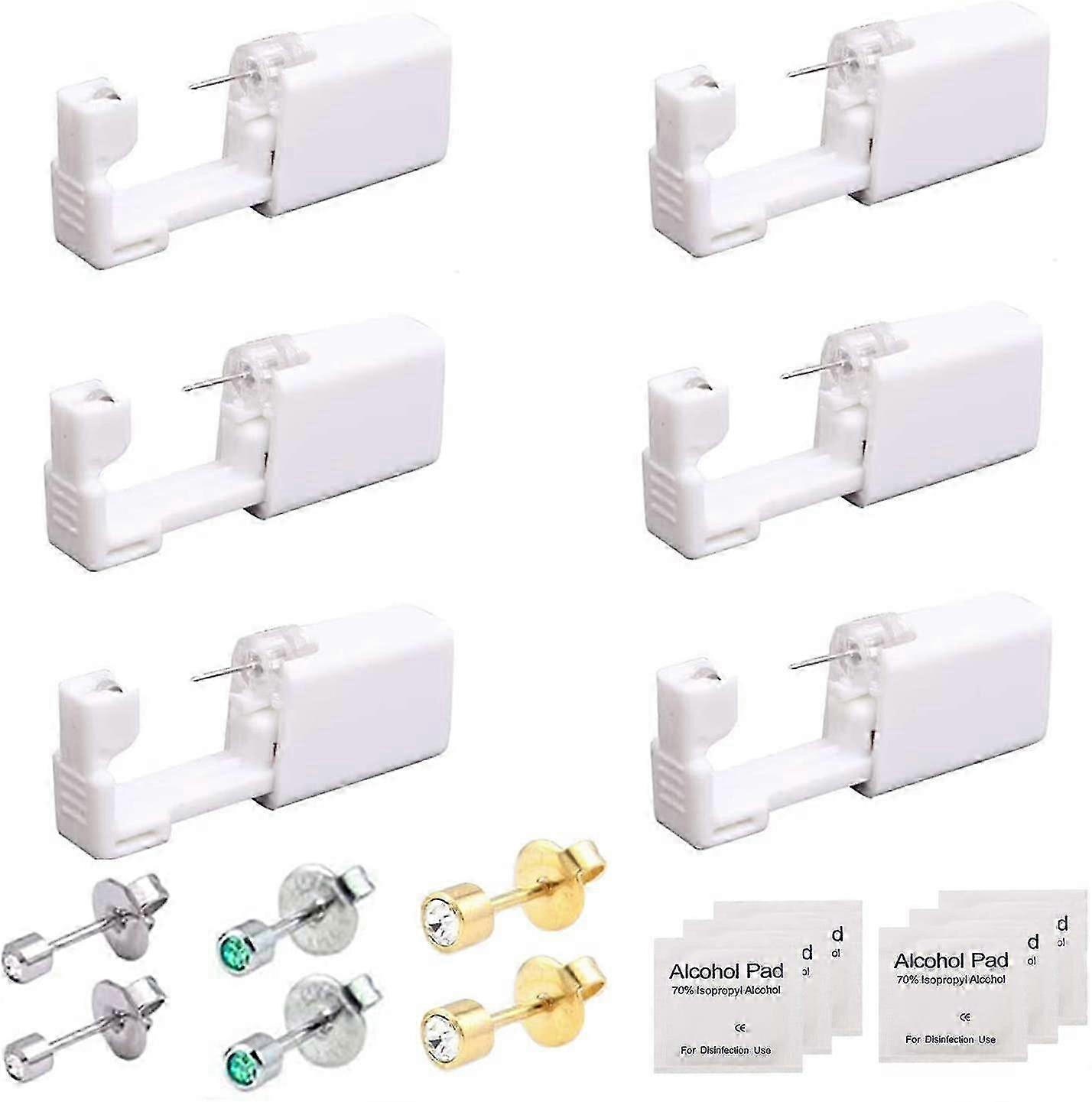 Ear Piercing Gun Kit, 6 Pack Disposable Self Ear Piercing Tool with Sterile Safety Ear Studs