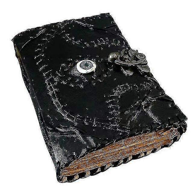 Antique Leather Diary Featuring Deckle Edge Paper Suitable for Grimoire Use, Blank Spellbook for Wiccans, Magic Arts Journal Inspired by Hoc