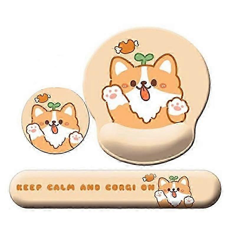 3-In-1 Cute Mouse Pad and Keyboard Wrist Rest Support, Wrist Rest with Non-Slip Base, with Coaster
