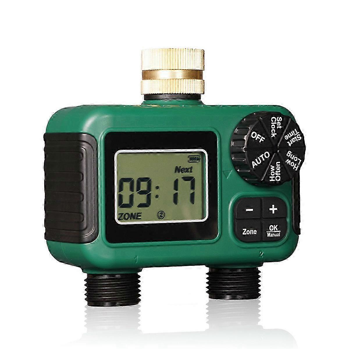 2 Outlet Water Timer Sprinkler Timer IP55 Waterproof Irrigation Controller with LCD Display for 2 Se Edition 0716