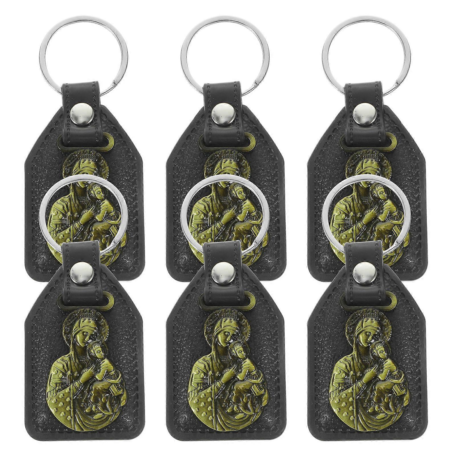 Retro Keychain Pendant Leather Bag Hanging Ornament present Occasions 6Pcs
