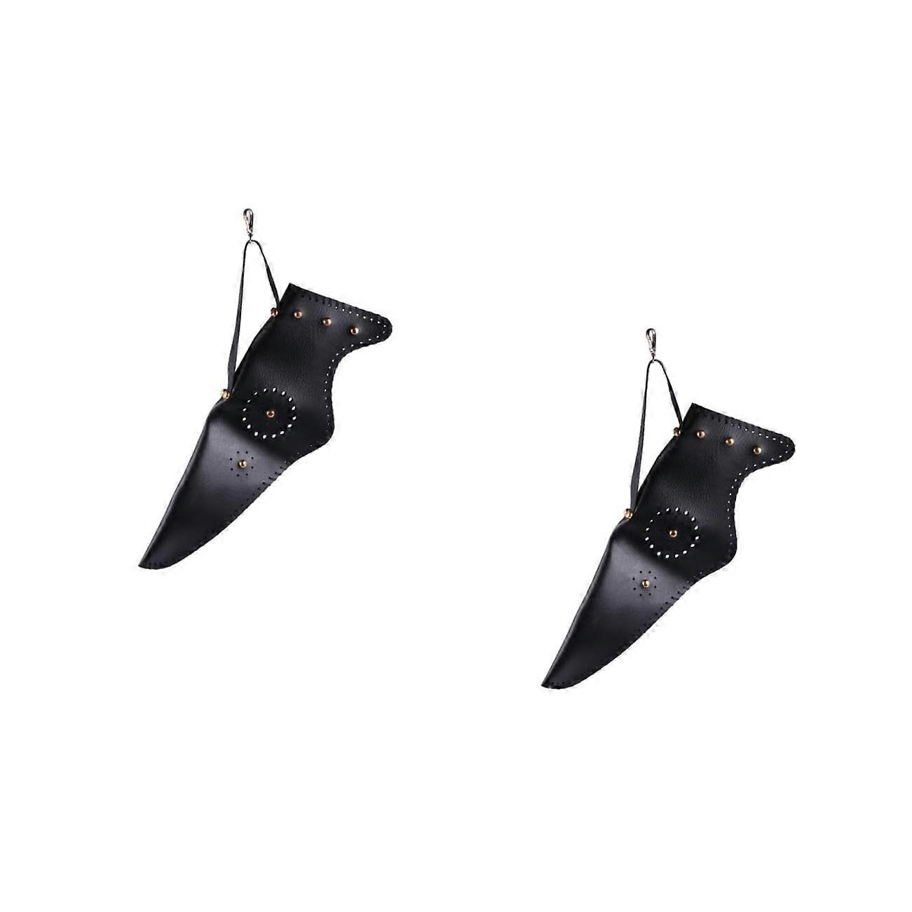 Archery Quiver Bag for Arrows - Black Leather Back Quiver Holder, 2-Pocket Design for Hunting and Target Practice