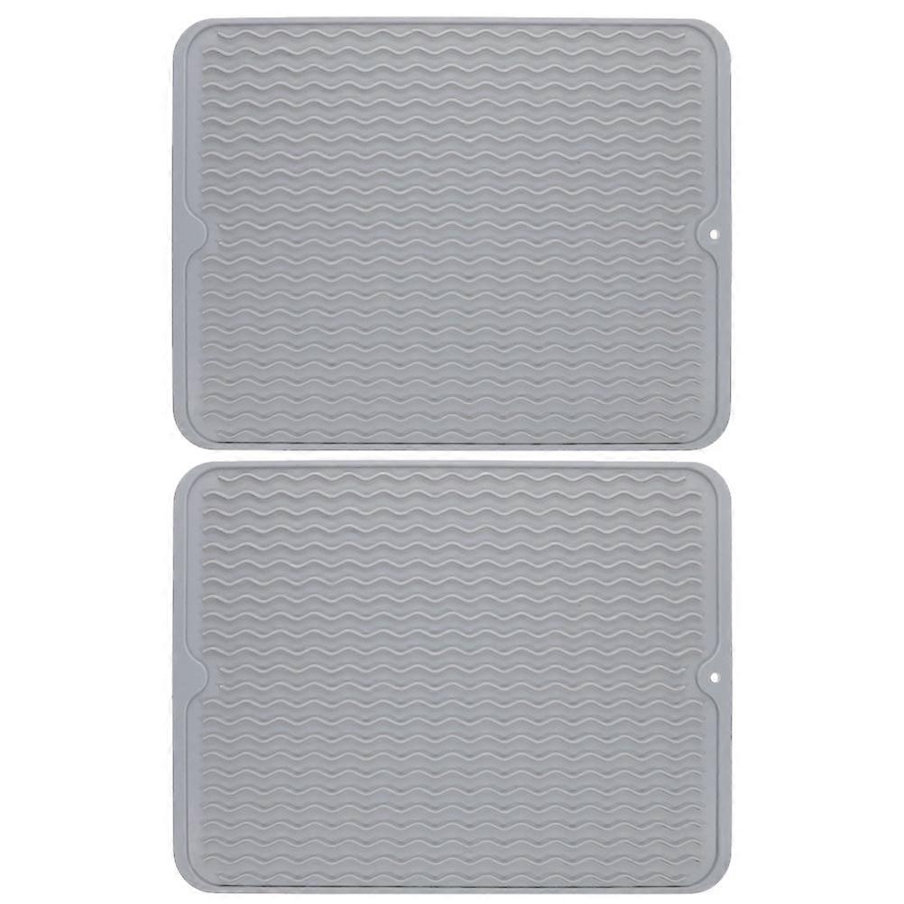 Dish Drying Mat Kitchen Tableware Non-Skid Heat Insulation Absorbent 2Pcs
