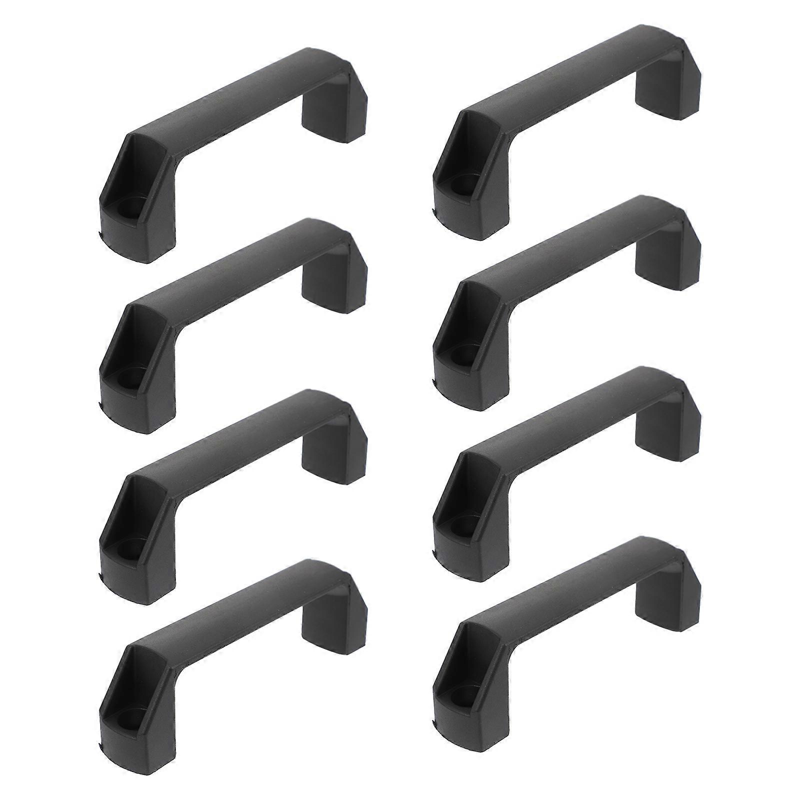 8pcs Square Door Knobs Modern Black Nylon Cabinet Pulls for Electrical Boxes Wardrobes Durable Smooth Design
