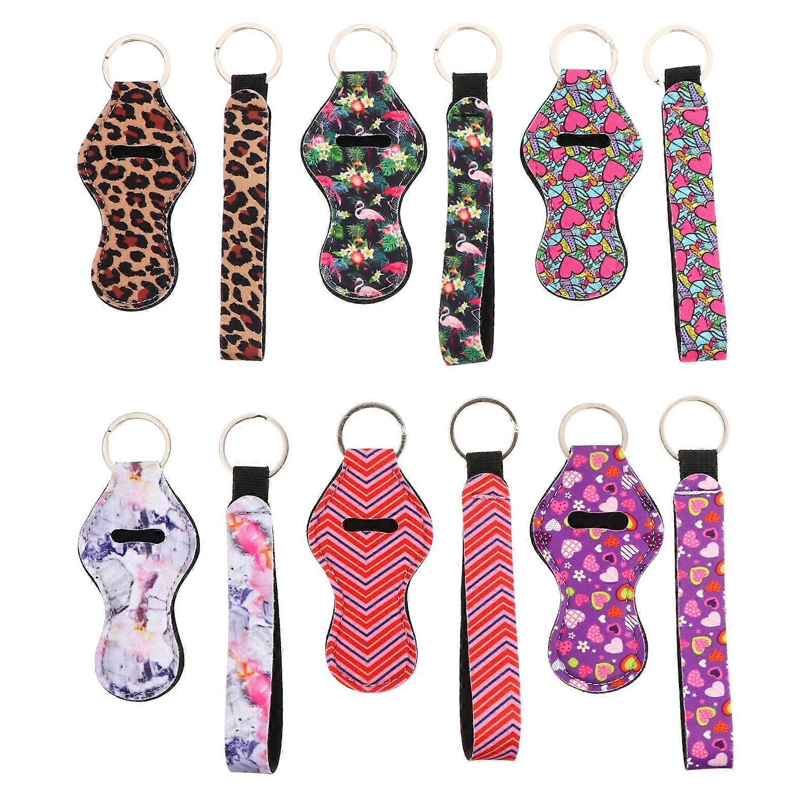 6 Pairs Neoprene Lipstick Holder Keychain Protective Cases and Wristlet Lanyard