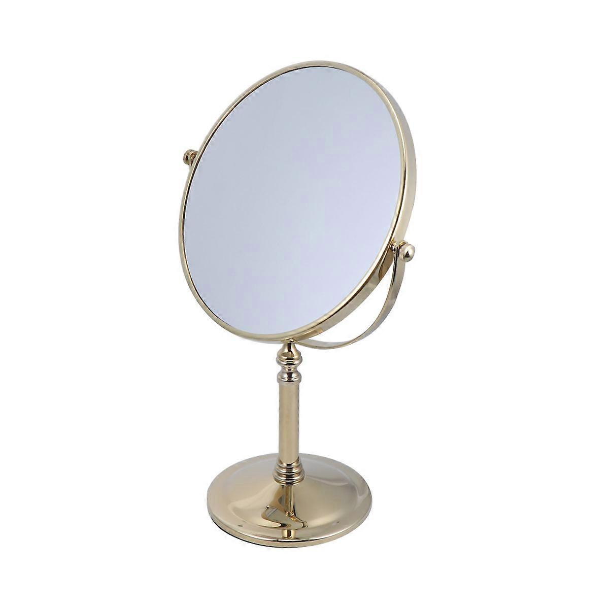 Desk Vanity Mirror Double Side Magnification Mirror 8 Inch 5 Times Magnification Golden for Home Desktop 1Pc
