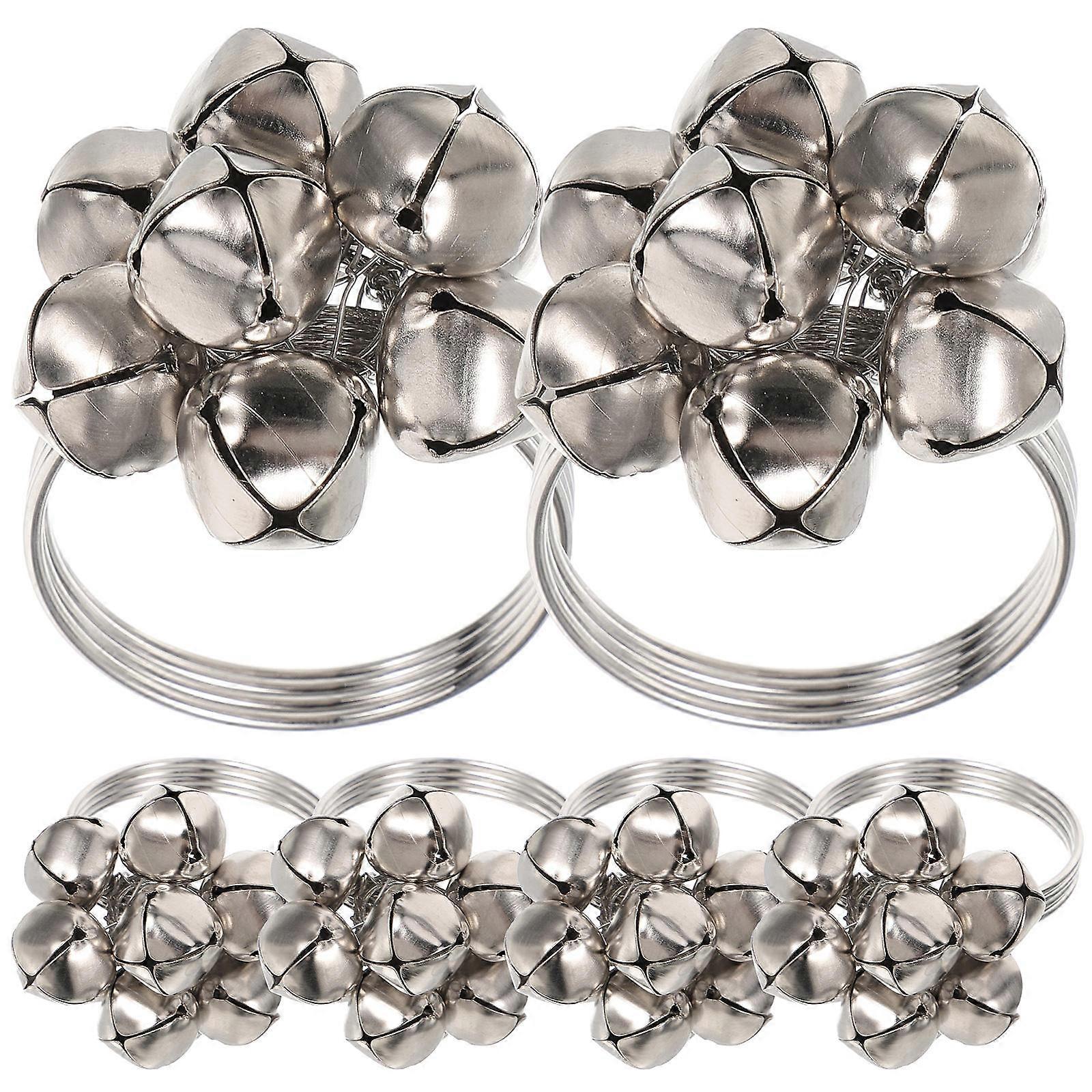 Holiday Style Napkin Holder Christmas Bells Silver 6x4cm For Families Party Hosts 6Pack
