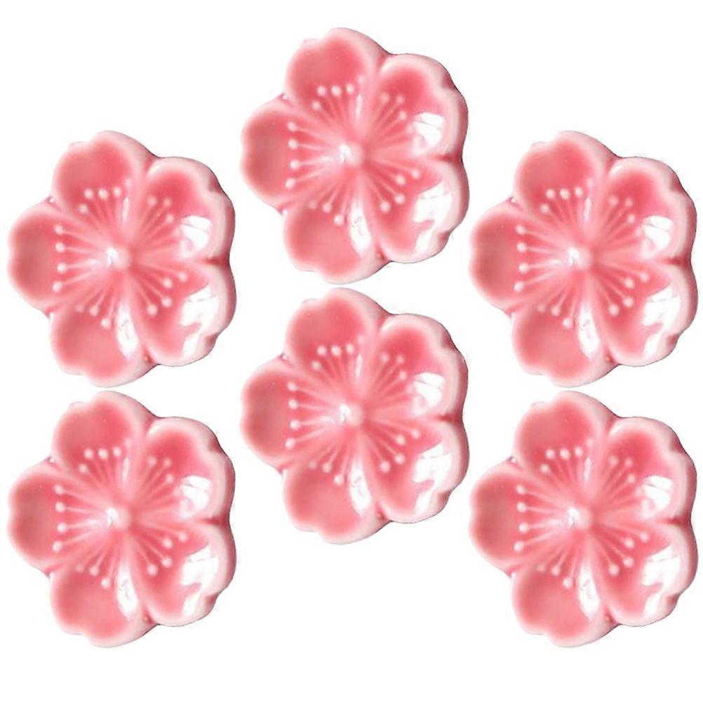 6pcs Cherry Blossom Chopstick Rest, Elegant Ceramic Utensil Rack to Prevent Rolling & Keep Tableware Clean for Home and Restaurant Use