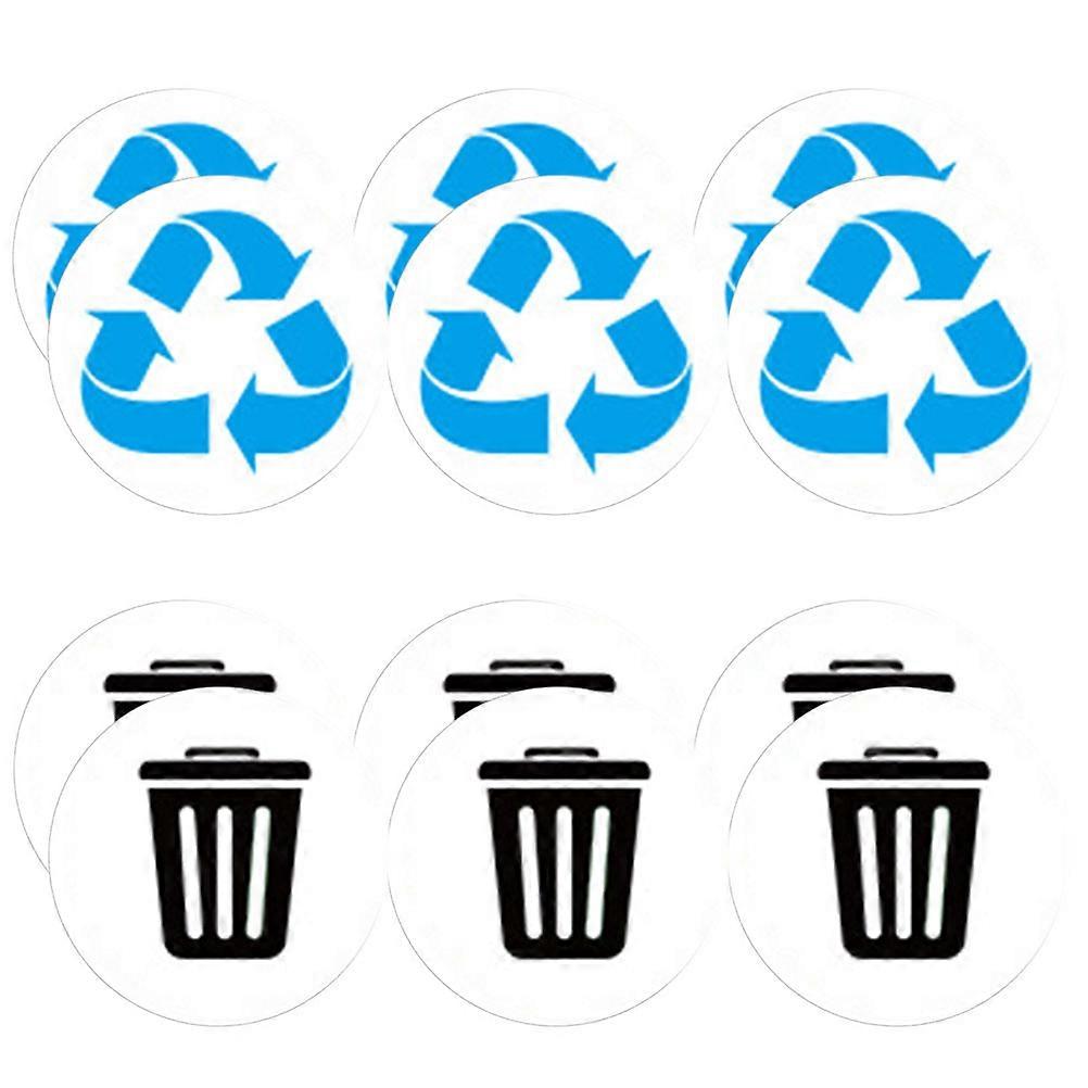 Recycle Bin Labels Trash Can Recycle Stickers Outdoor Use Assorted Color 12.7x12.7cm Stylish Design 12Pcs