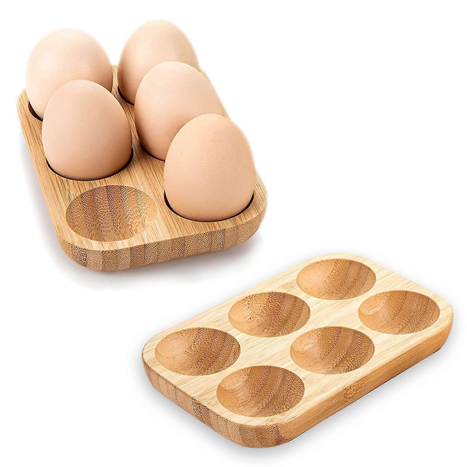 Egg Cup, 2 Pieces Wooden Set, Holds 12 Eggs, Family Size (15x10x1.8cm)