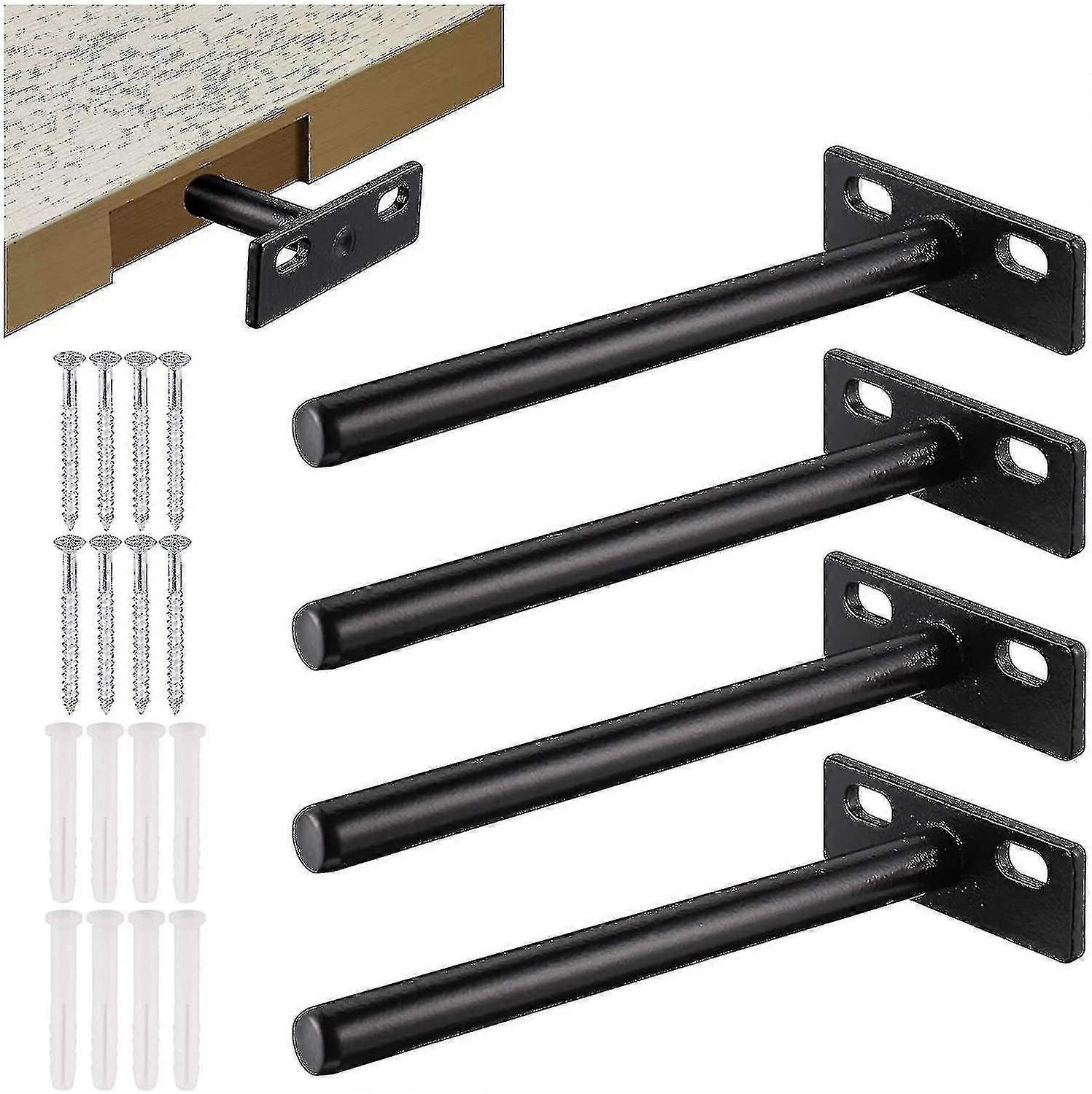 4pcs / 6pcs Support d’étagère flottant, Support d’étagère invisible en métal, Support d’étagère caché robuste, Support d’étagère en bois invisible10mm