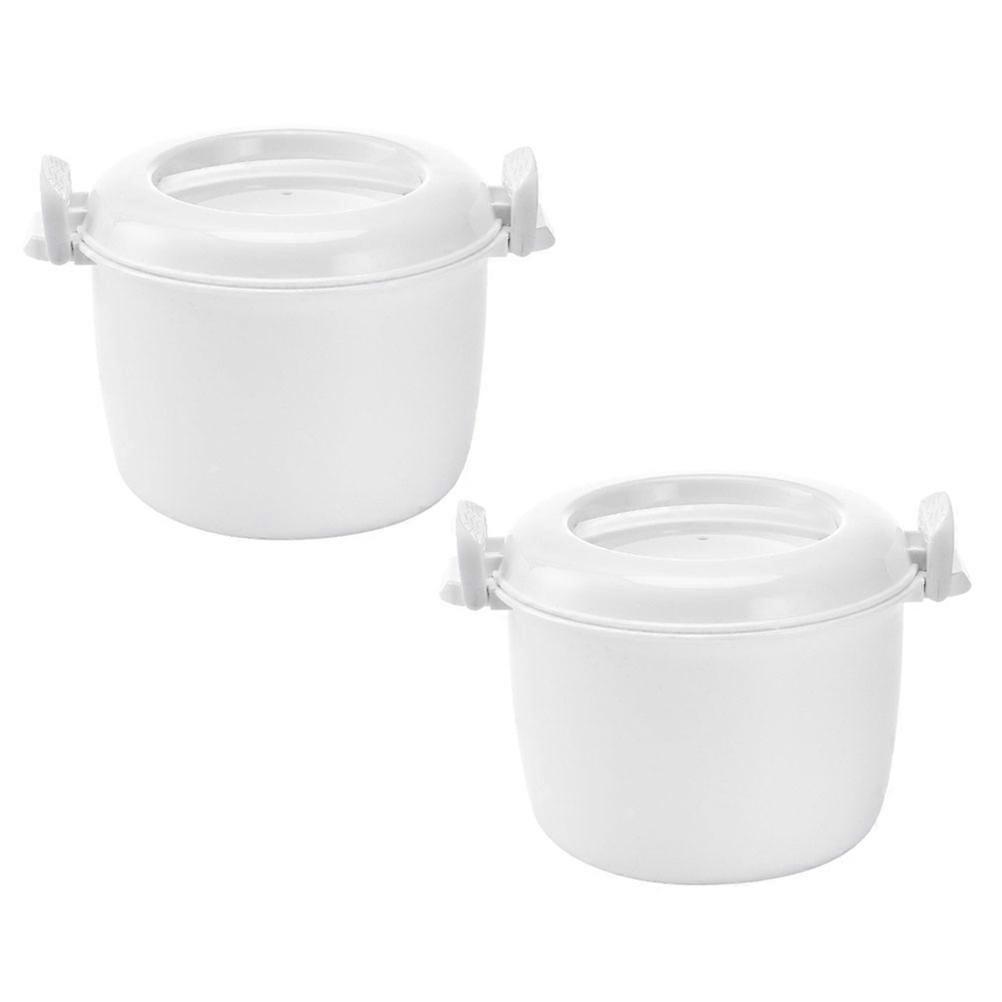 Microwave Rice Cooker 2Pcs White PP Material for Storage Use