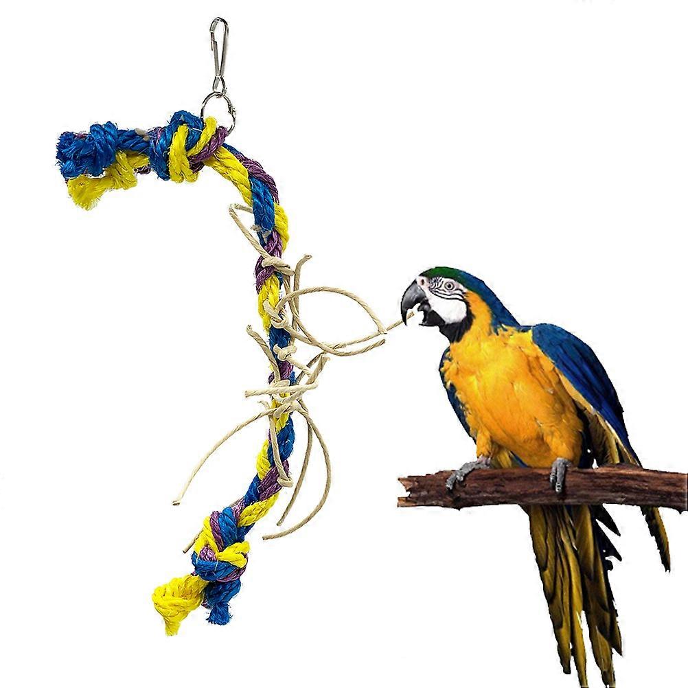 Parrot Bite Hanging Sisal Hemp Rope with Color Strings Bird Cage Pendant for Cockatiels, Parakeets – Fun Chewing & Exercise Playground