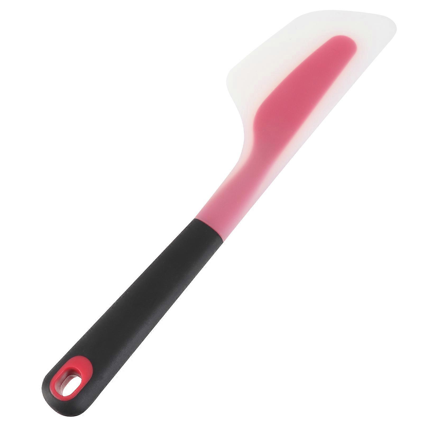 Pastry Spatula Silicone Cream Spatula for Cake Decorating Translucent Red Curvature Edge Design Spread Cream 1Pcs