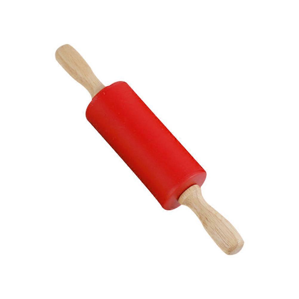 Mini Silicone Non Stick Rolling Pin with Wooden Handle – Food Grade Dough Roller for Baking, Pastries, Noodles, and Pizza – Easy Clean Kitchen Tool