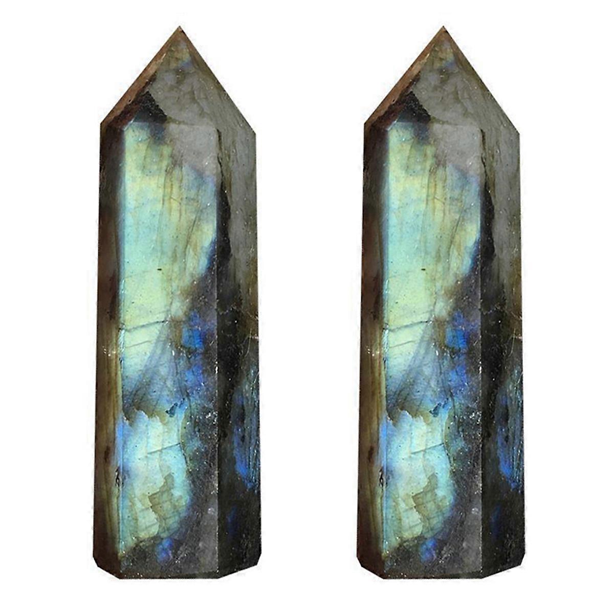 Moonstone Column Natural Labradorite Quartz Crystal Home Decor 7-8cm