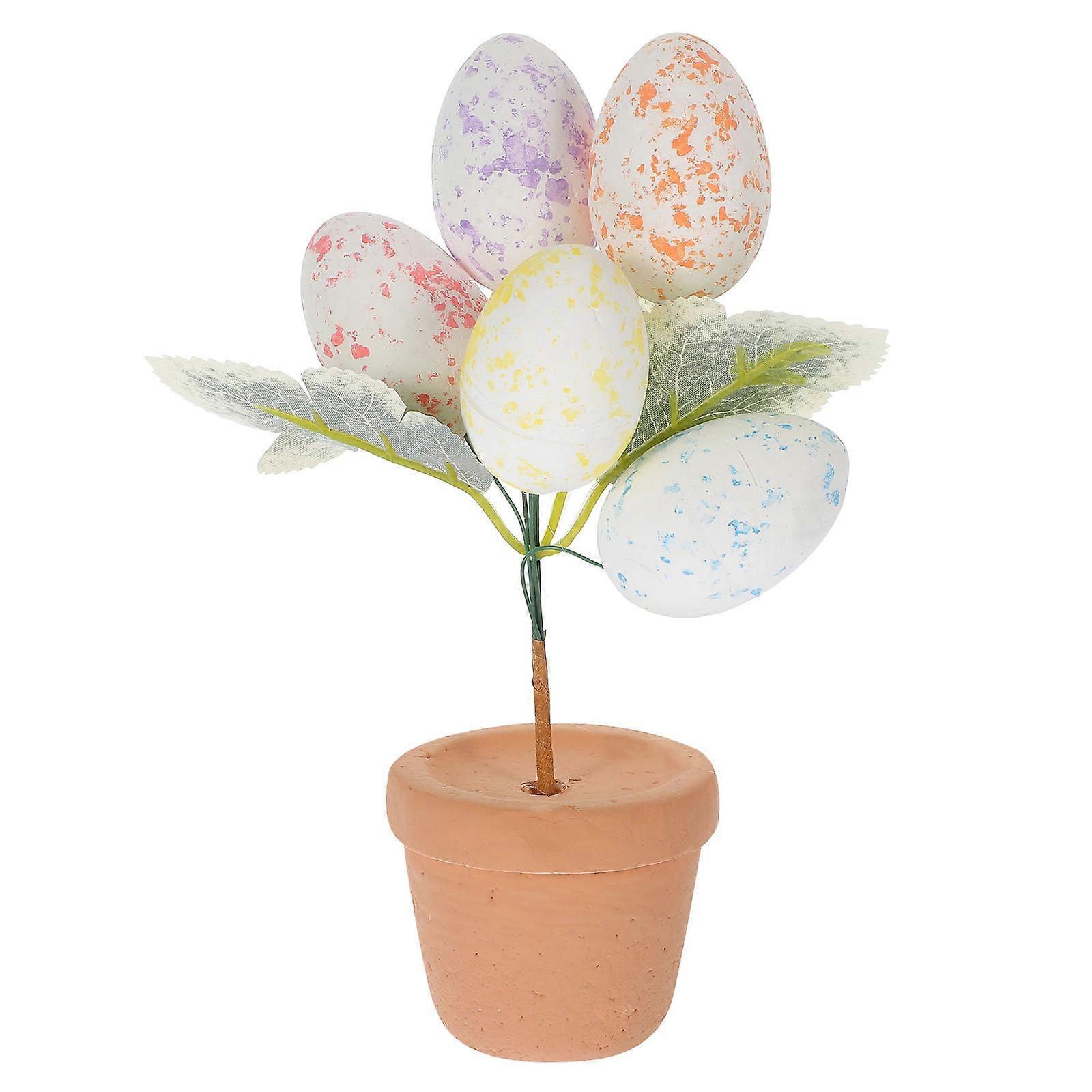 Decorative Egg Easter Egg Bonsai Statue Foams Table Centerpiece For Room Decor 1Pcs