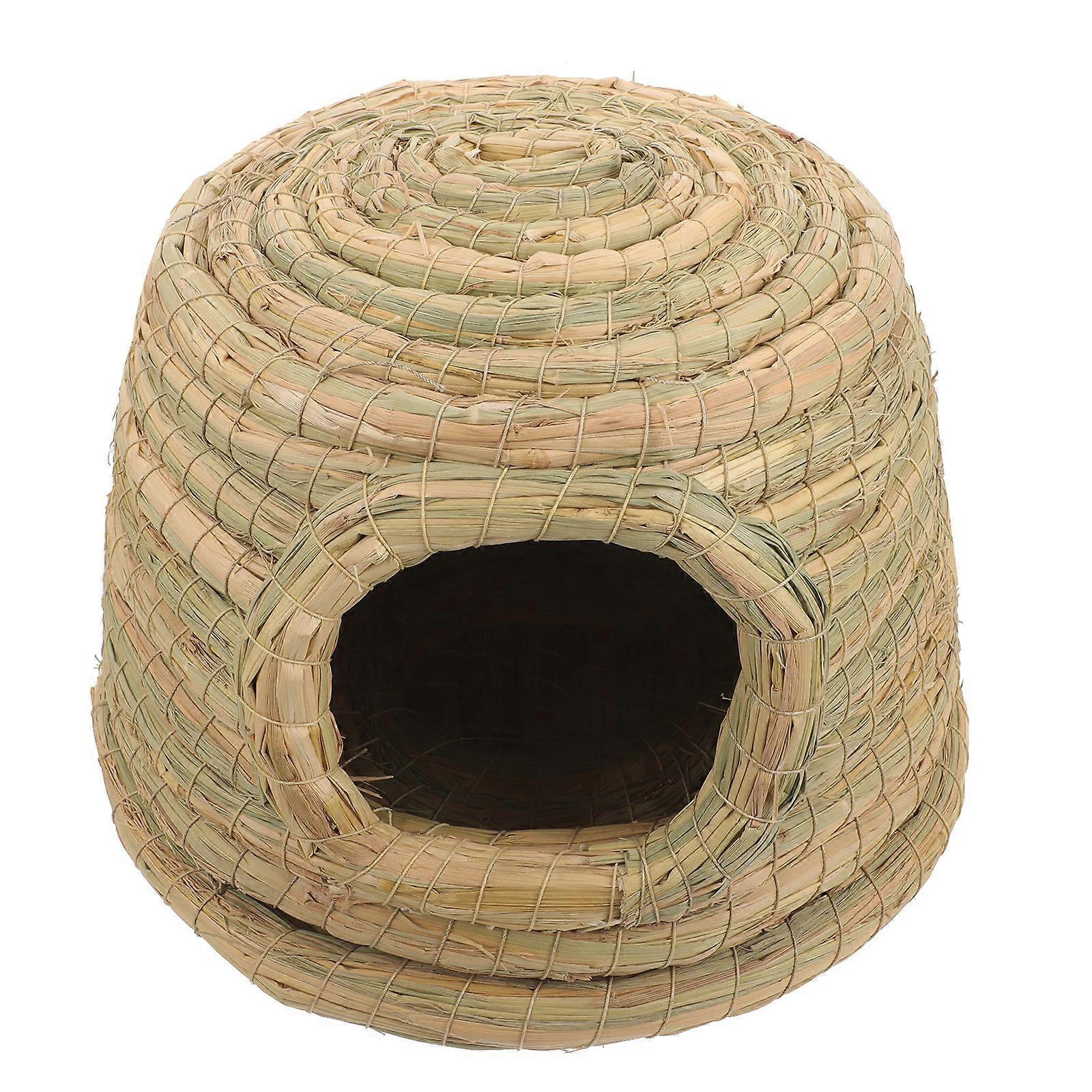 Rabbit Nest Bunny Grass House Rabbit Bed Woven Bed for Rabbits Guinea Pig Hamster