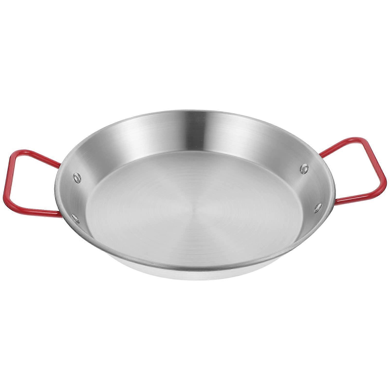 Stainless Steel Paella Pan 24 cm Kitchenware for Ramen and Pasta Cooking with Handle Flat Mixing and Soup Pot