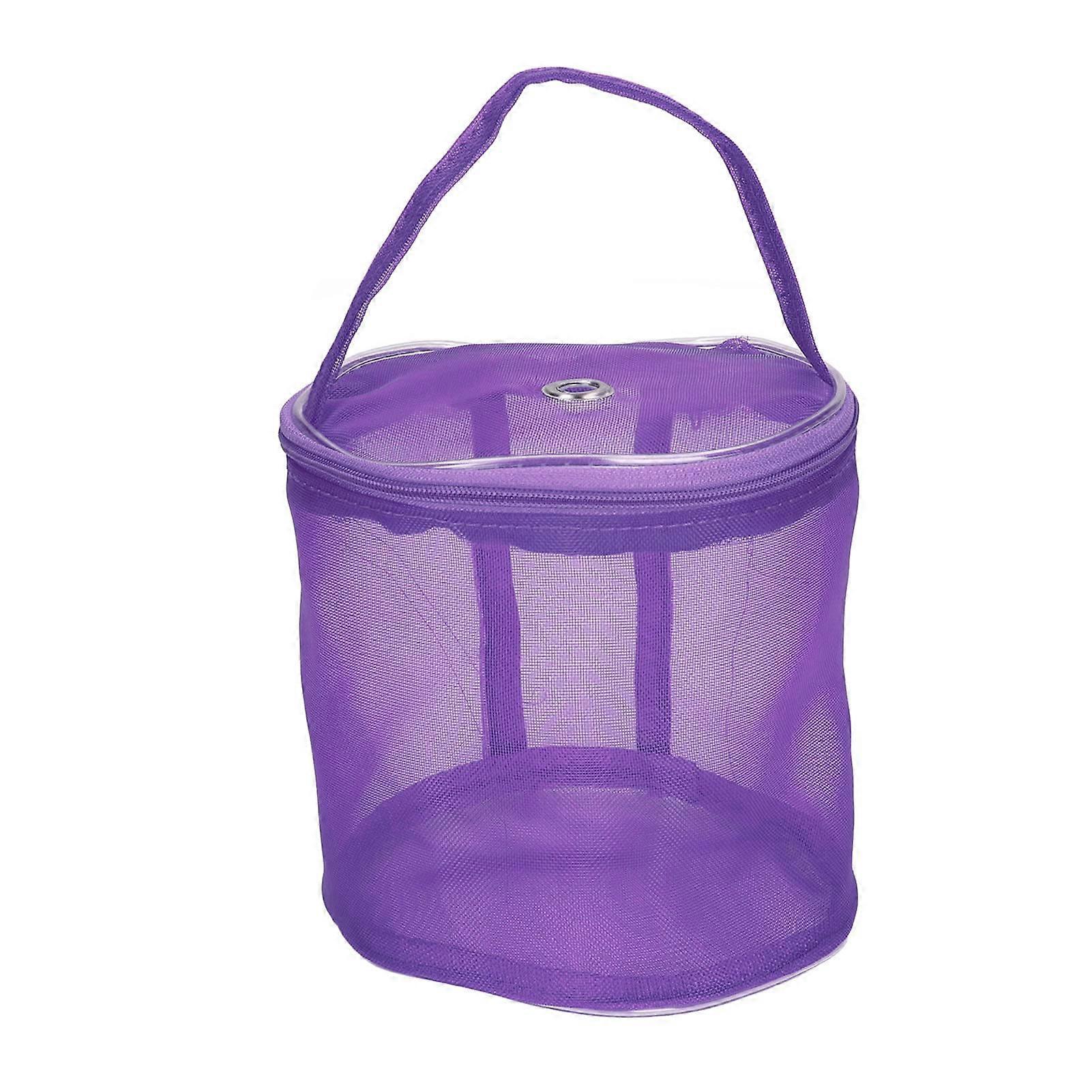 Crochet Bag, Sewing Basket with Wide Application, Large Space, Handle, Mesh Design for Studio for Home for Travel (Purple Trumpet)