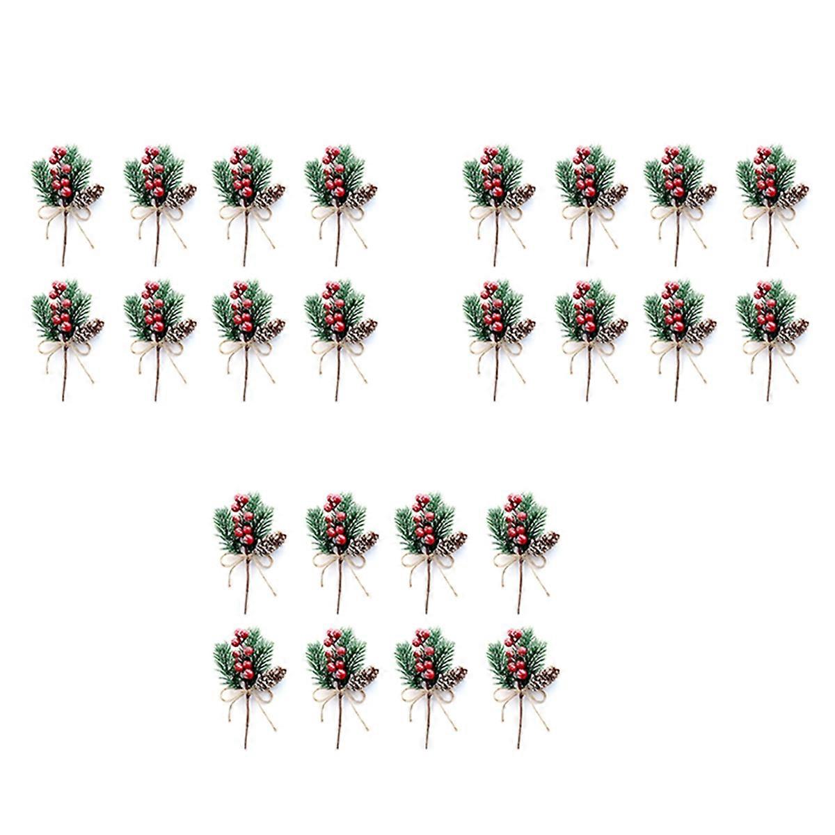 Christmas Berries Decor 8 PCS Artificial Pine Cones Branch Craft