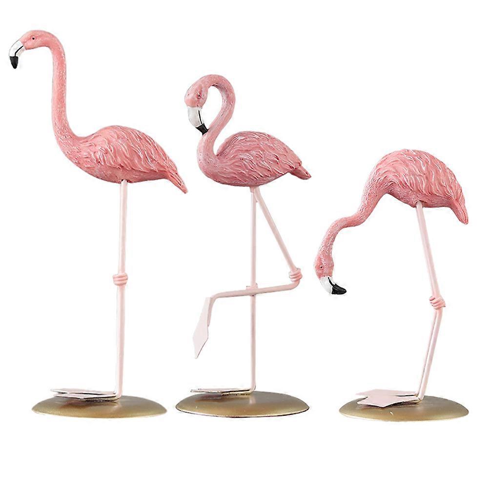 Small Flamingo Decor Resin Statue Flamingo Shape Style Assorted Color 18x7x7cm Decoration 3Pcs