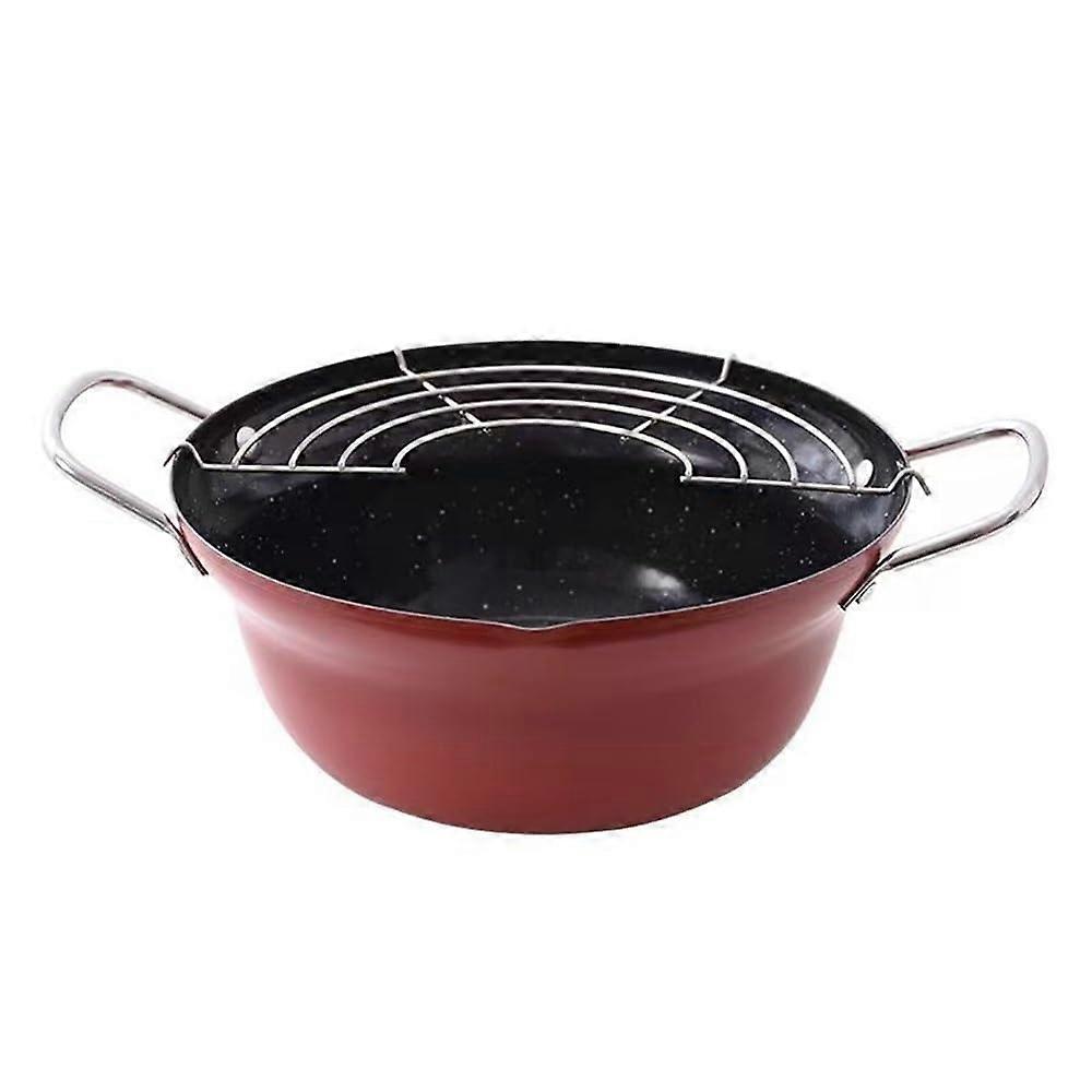 Deep fryer Deep fryer Household deep fryer Kitchen deep fryer Home Restaurant (Red 24 cm) Red 24cm