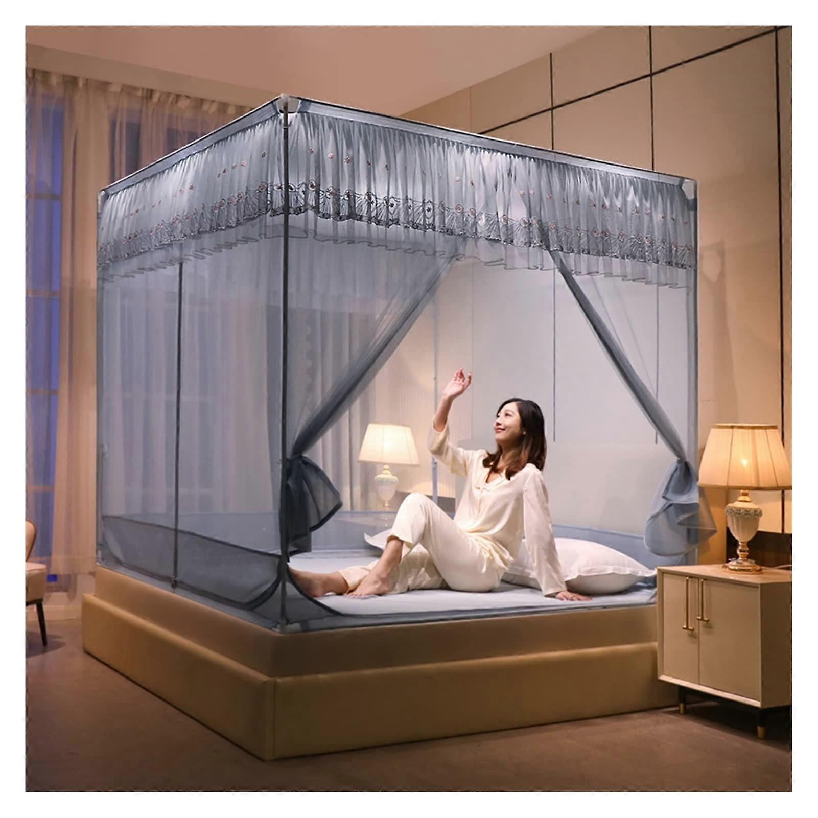 Portable Pop Up Mosquito Net, Foldable Design with Bottom, Effective for Bedroom, Outdoor, Camping (Grey, 2.0m Bed)