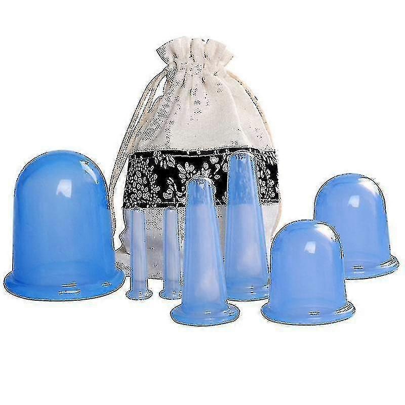 7pcs/Set Silicone Anti Cellulite Cup Vacuum(Face Cup Blue)