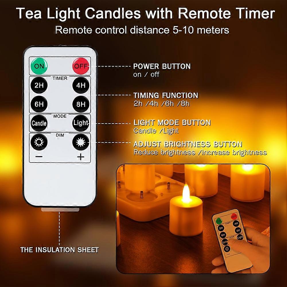 Rechargeable Tea Light Candles with Remote Timer, Romantic Deco